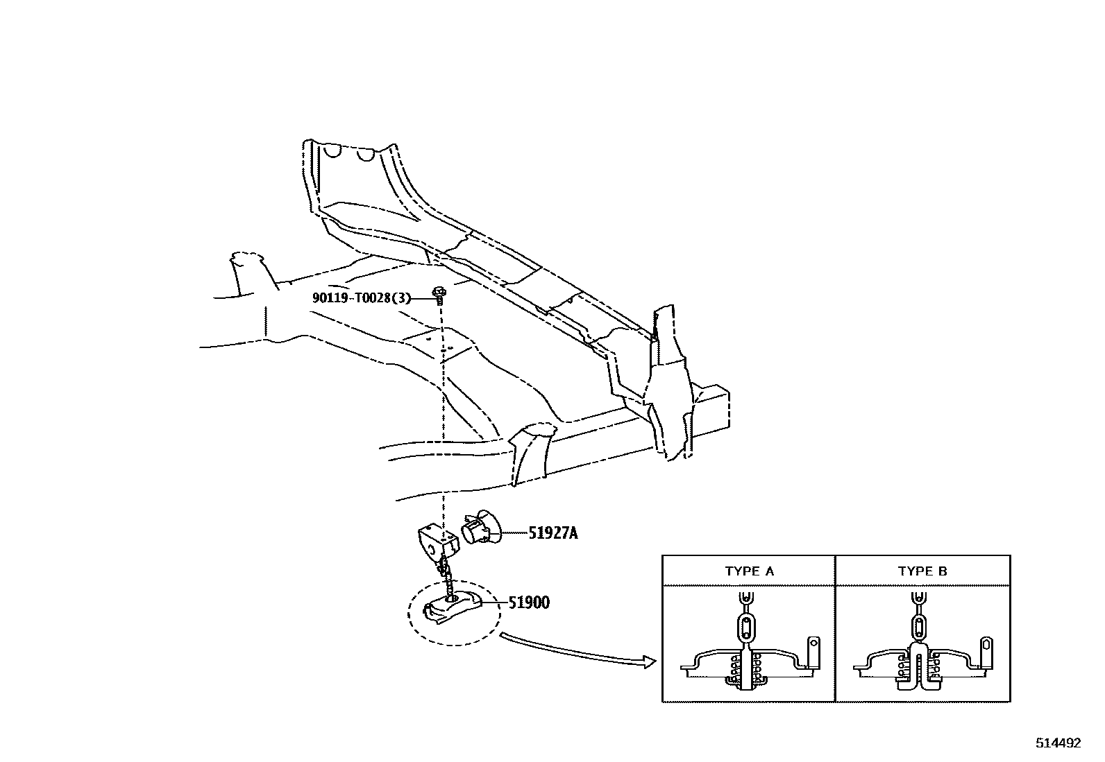 Toyota HILUX Spare tire rack EPC diagram — 514492