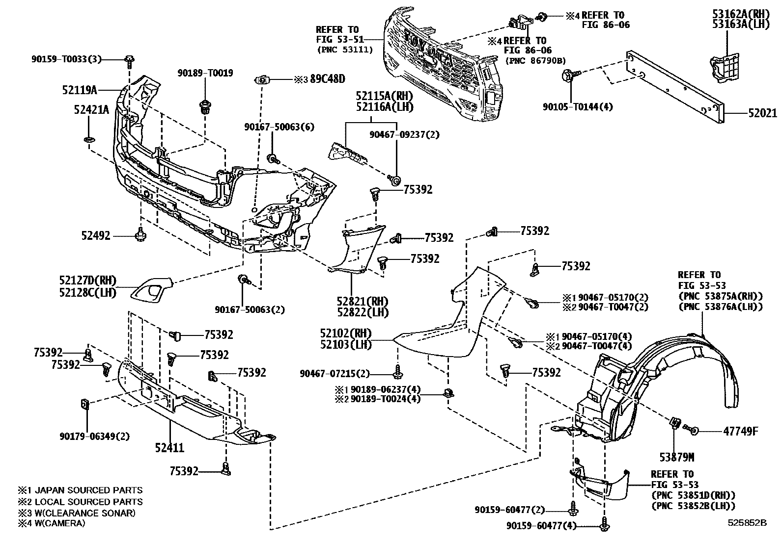 Toyota HILUX 前保险杠及附件 EPC diagram — 525852B