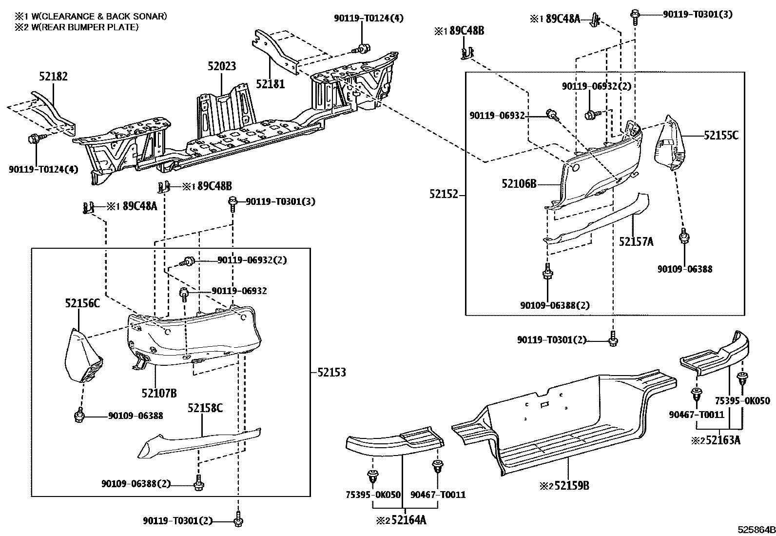 Toyota HILUX 后保险杠及附件 EPC diagram — 525864B