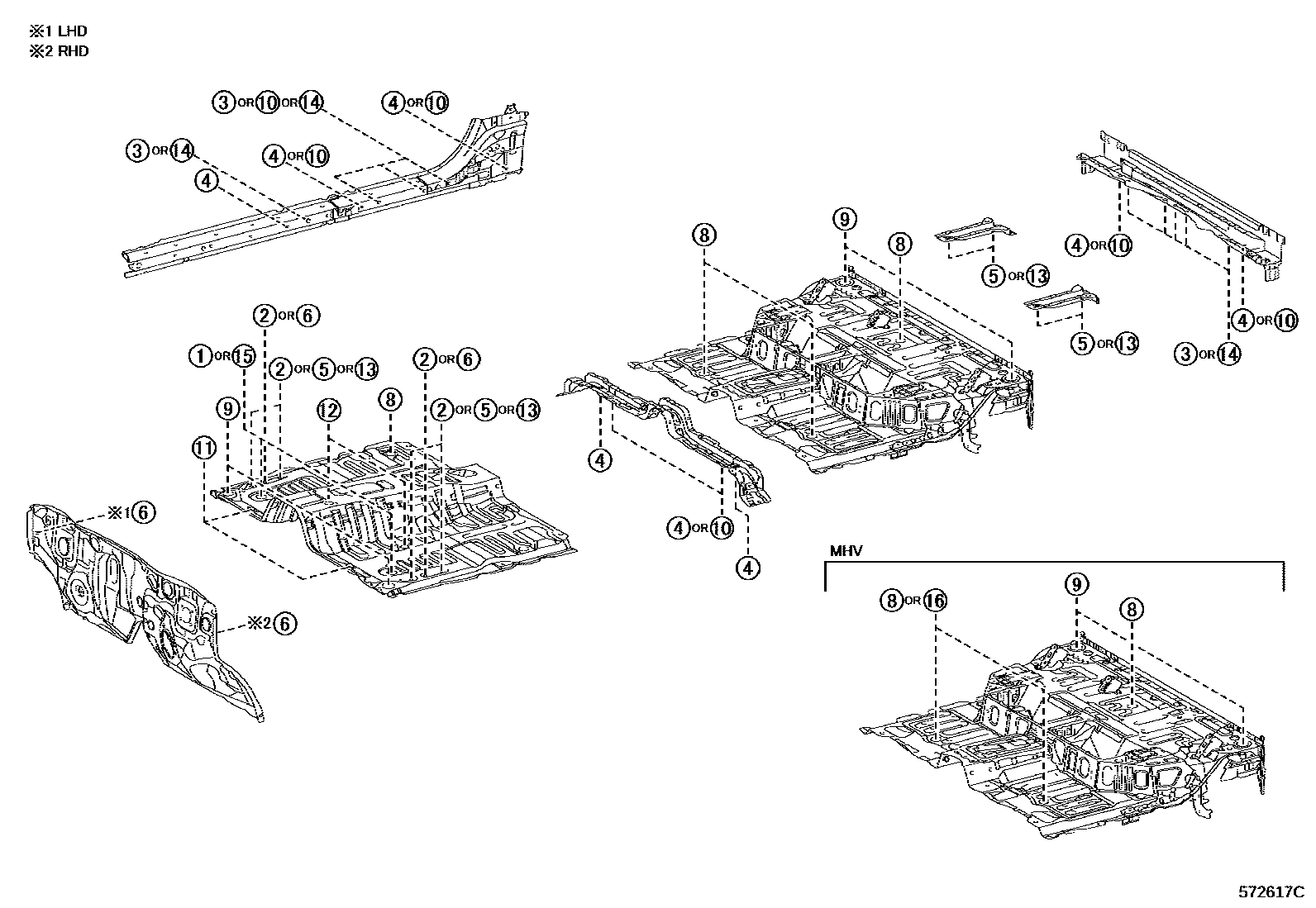 Toyota HILUX hole plug EPC diagram — 572617C
