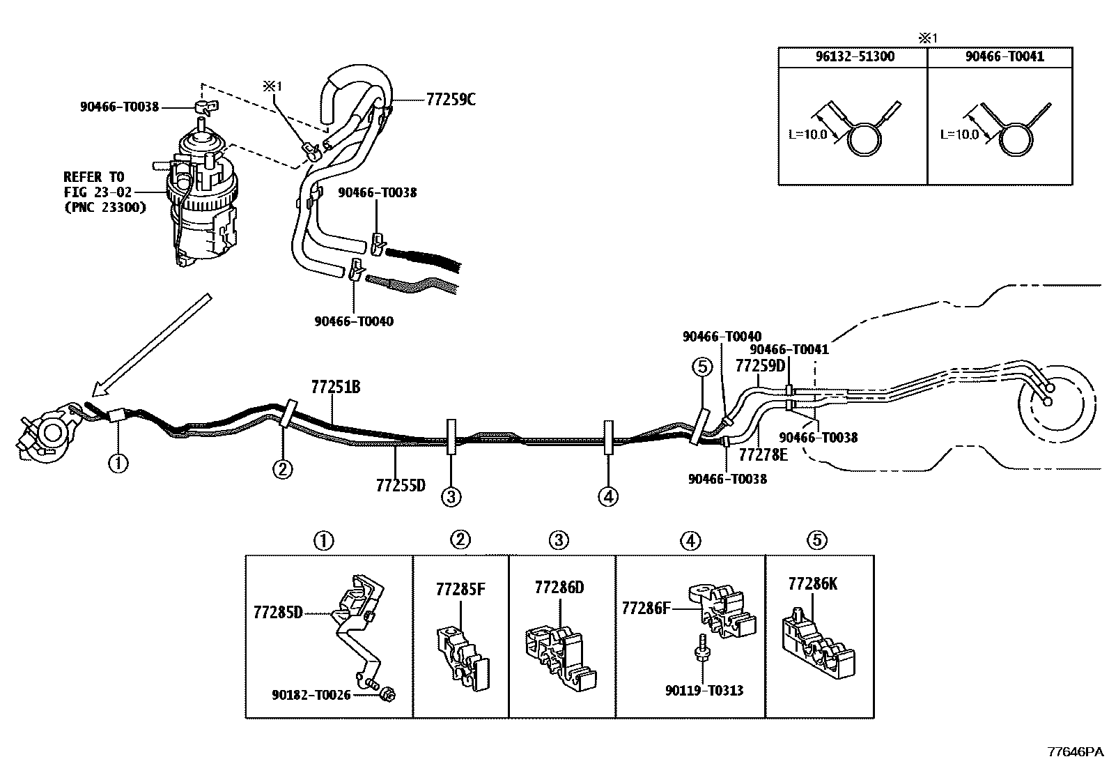 Toyota HILUX 燃油箱和燃油管 EPC diagram — 77646PA