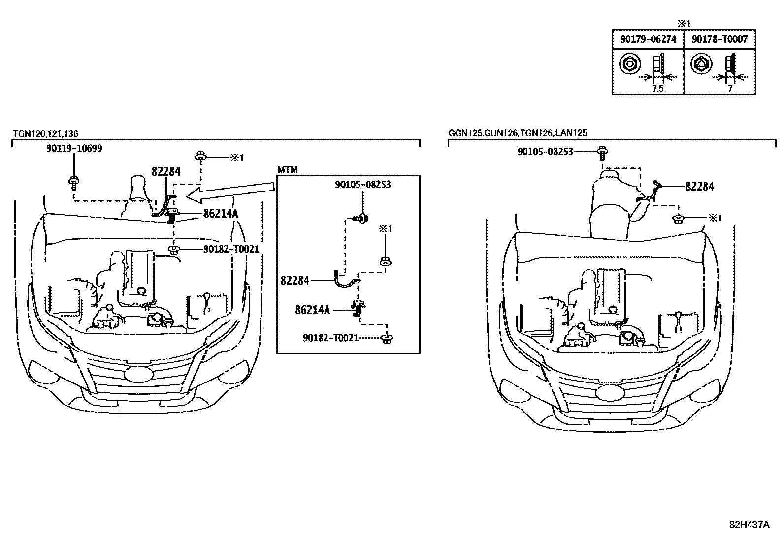 Toyota HILUX 线束和卡夹 EPC diagram — 82H437A