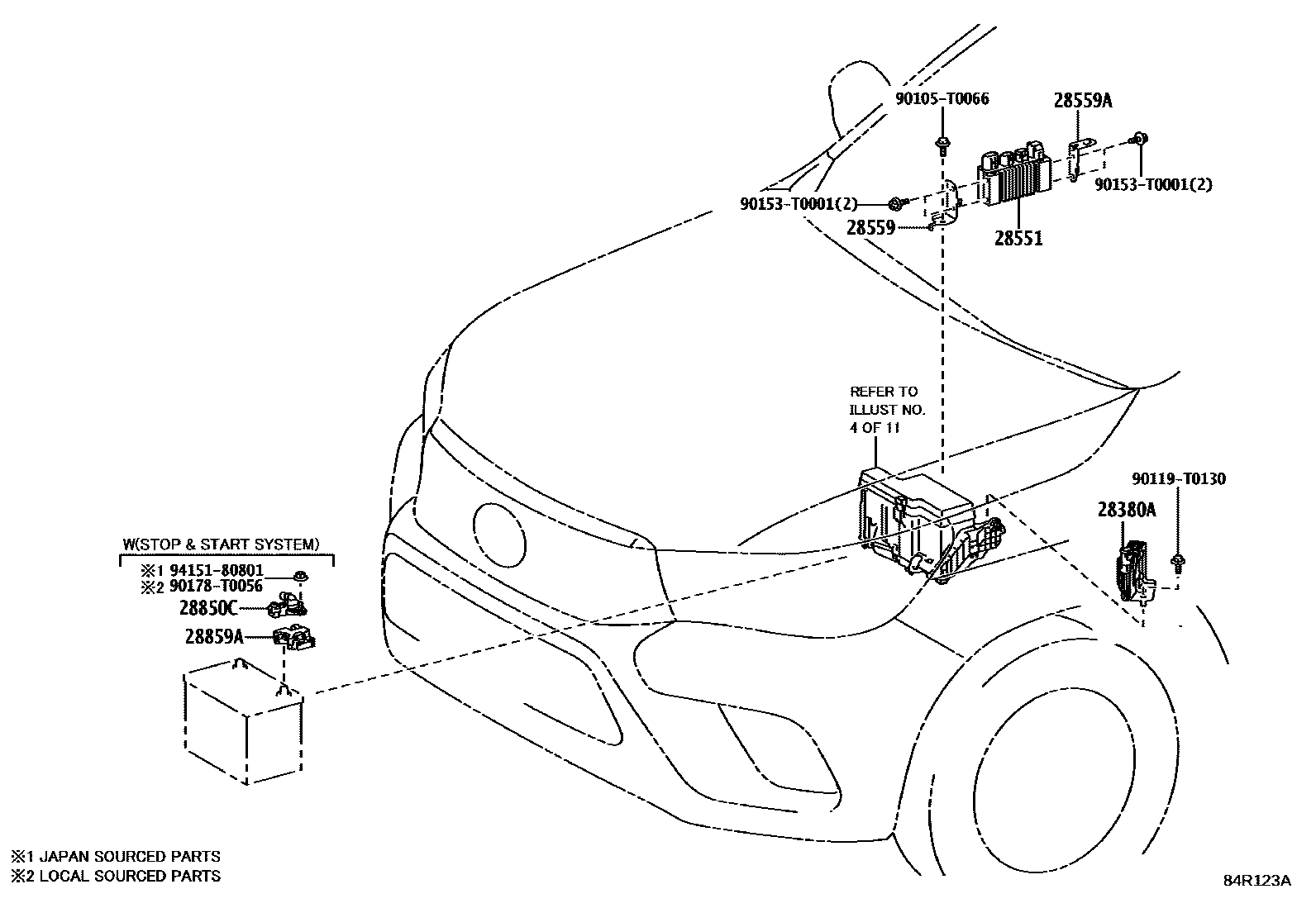 Toyota HILUX 开关和继电器和ECU EPC diagram — 84R123A