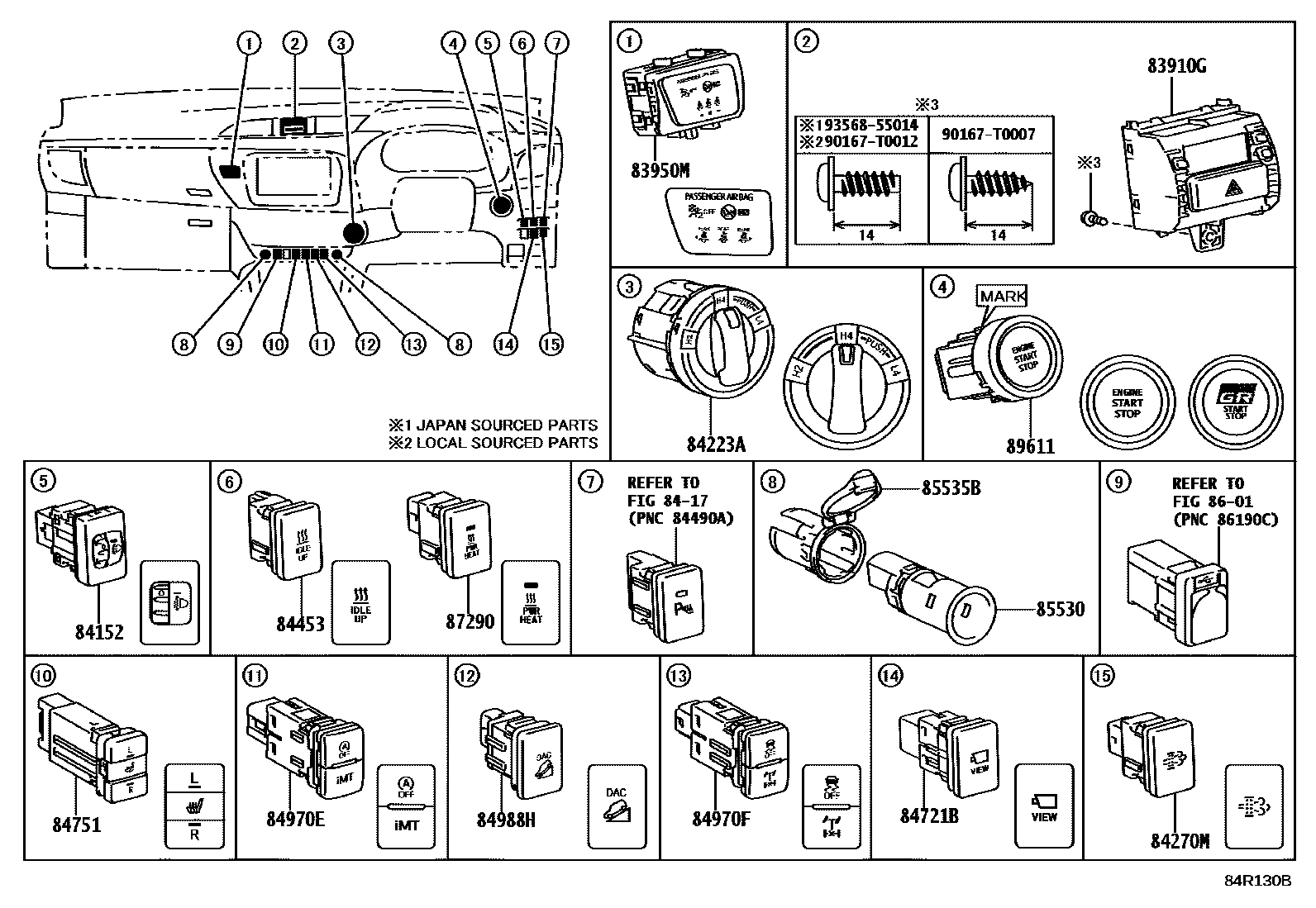 Toyota HILUX 开关和继电器和ECU EPC diagram — 84R130B