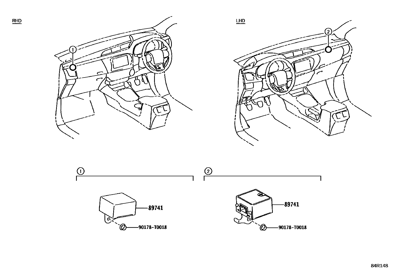 Toyota HILUX 遥控门锁 EPC diagram — 84R148