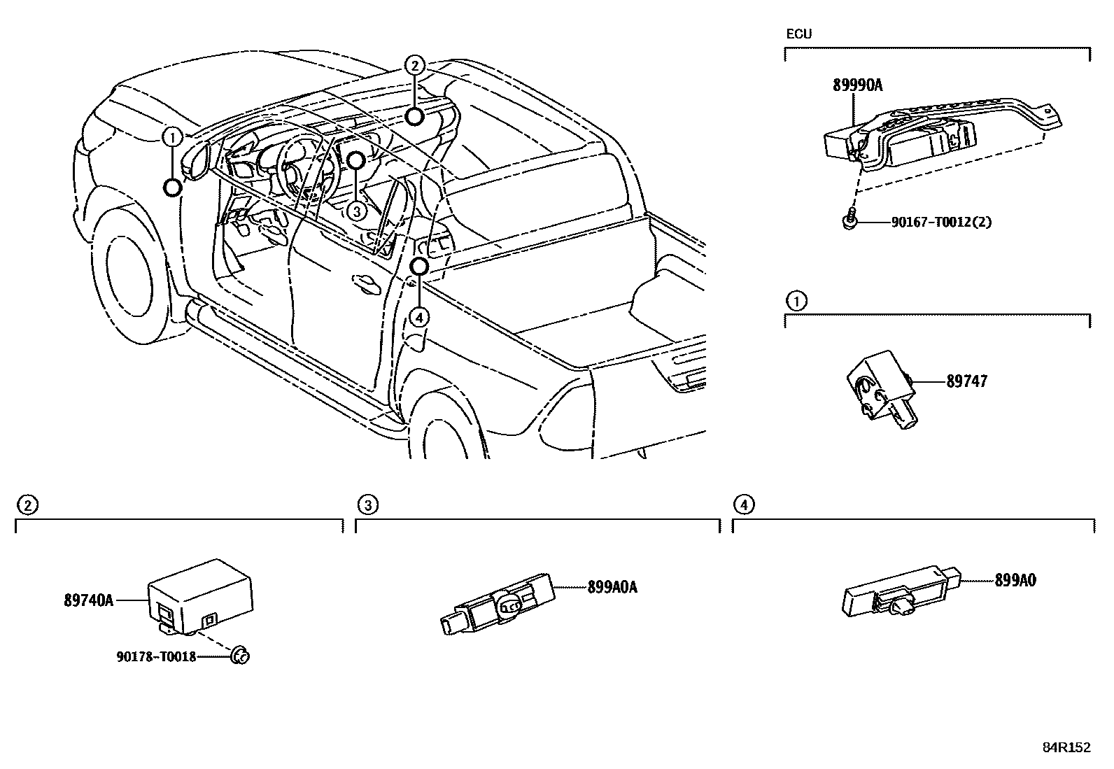 Toyota HILUX 遥控门锁 EPC diagram — 84R152