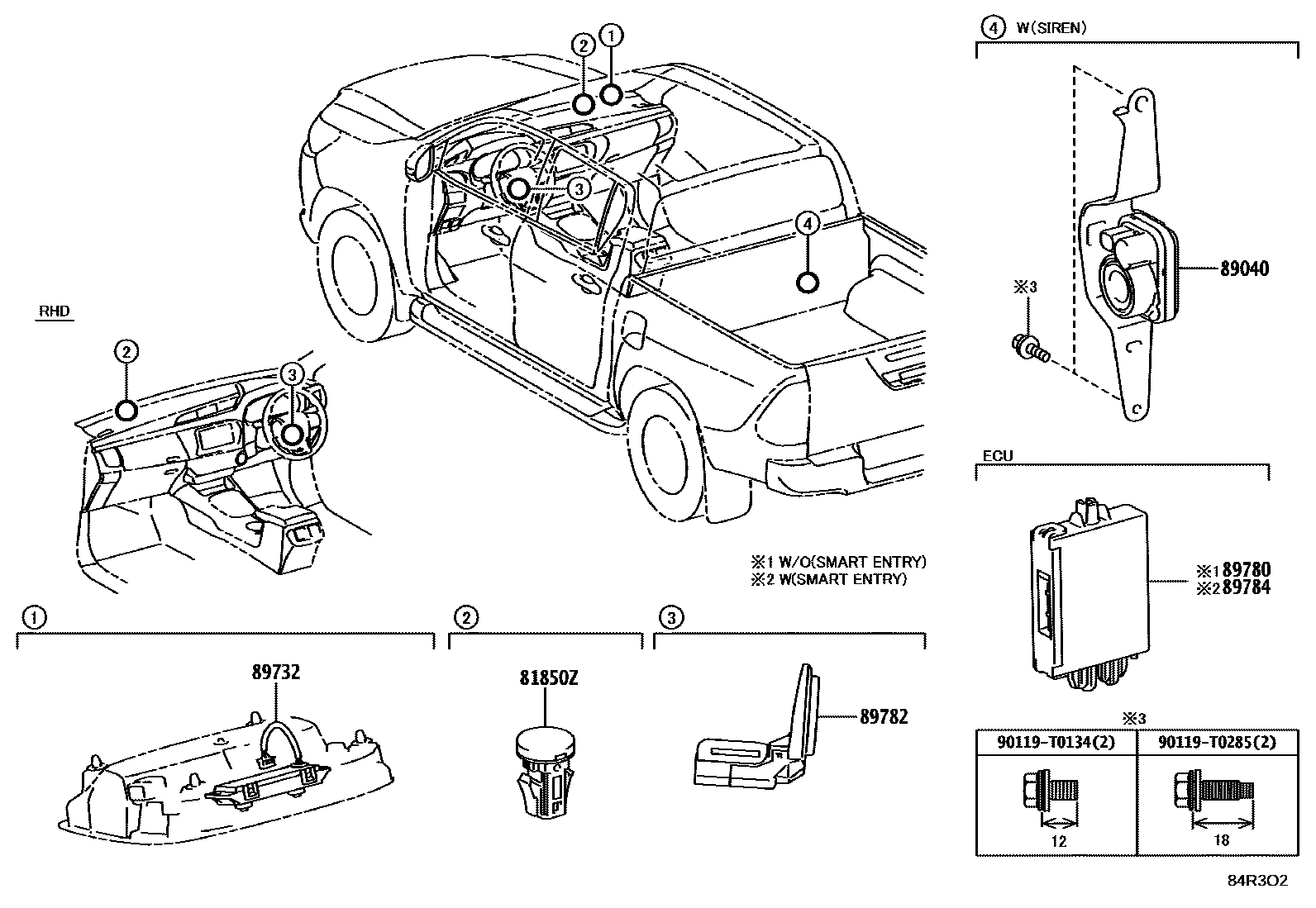 Toyota HILUX 防盗装置 EPC diagram — 84R3O2