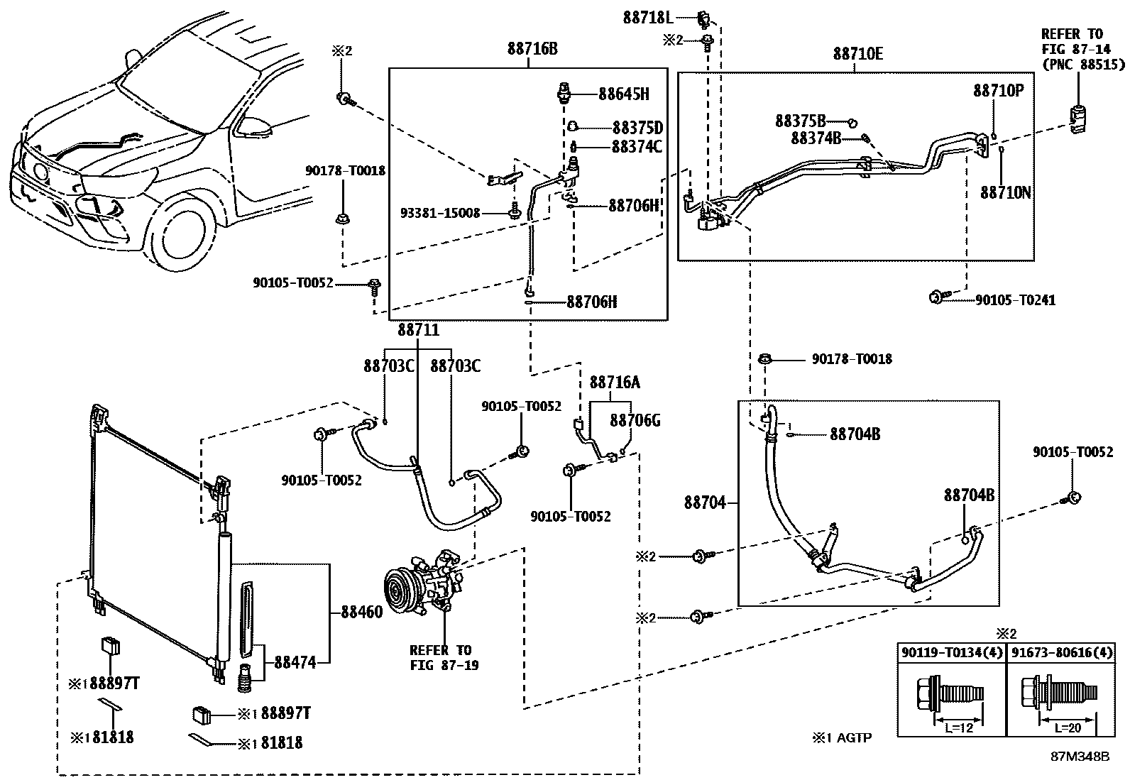 Toyota HILUX Heating & Air Conditioning - Cooler Piping EPC diagram — 87M348B