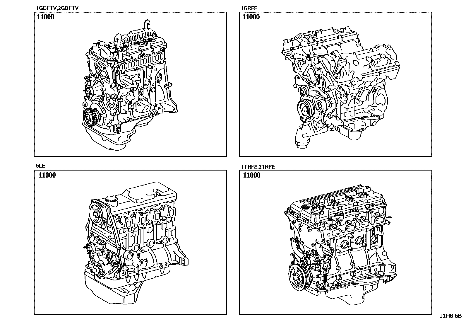 Toyota HILUX Partial Engine Assembly EPC diagram — 11H6I6B