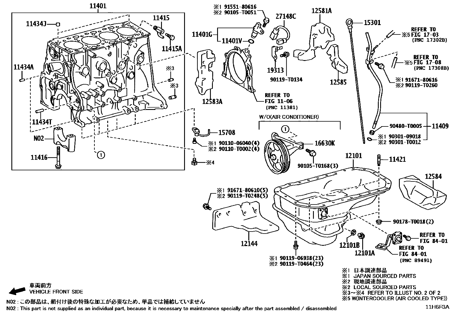 Toyota HILUX Cylinder Block EPC diagram — 11H6F3A