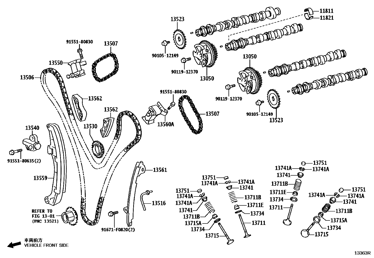Toyota HILUX Camshaft & Valve EPC diagram — 13363R