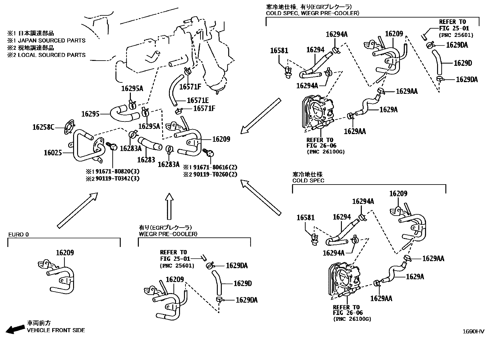 Toyota HILUX RADIATOR & WATER OUTLET EPC diagram — 1690HV