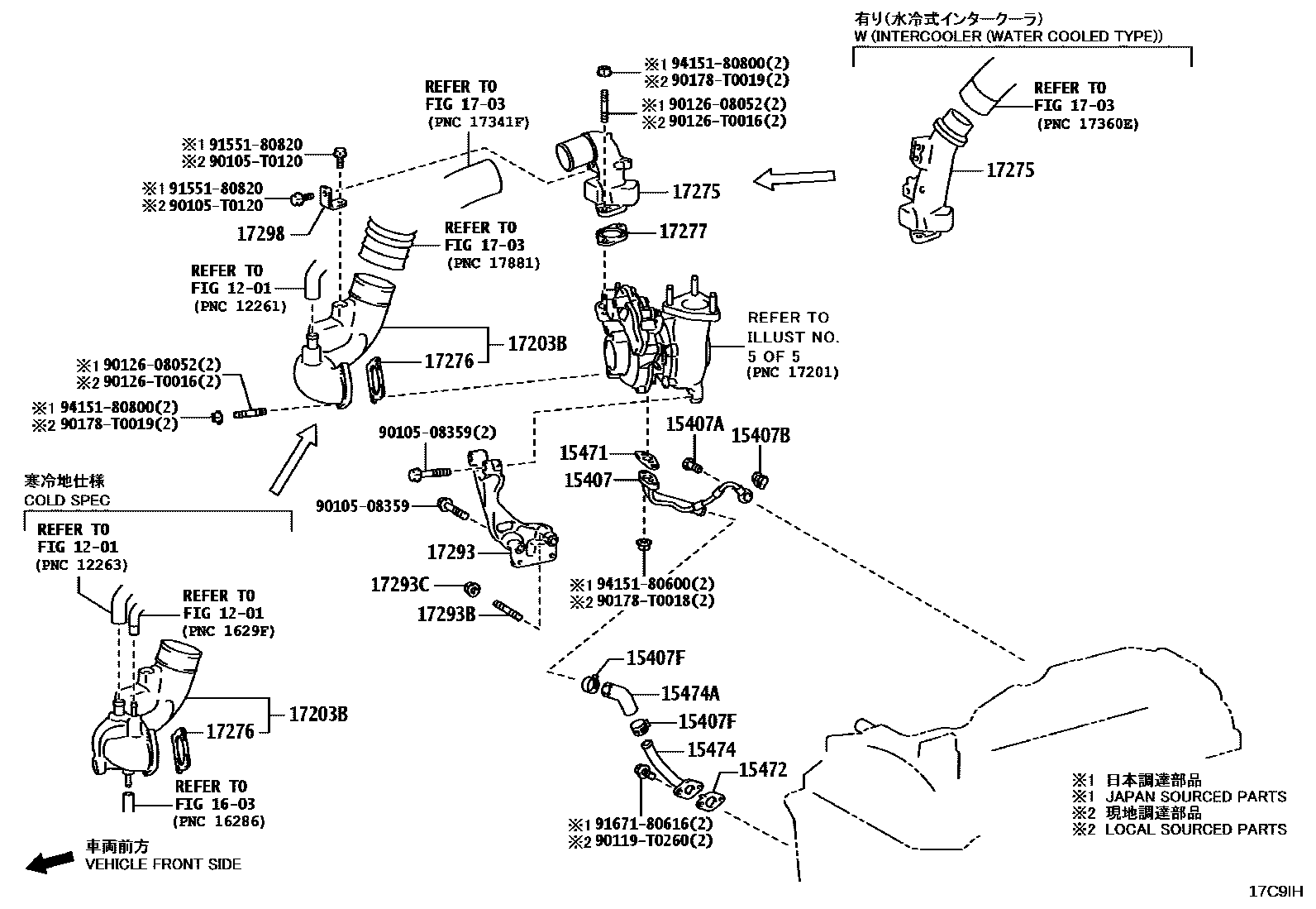Toyota HILUX Manifold EPC diagram — 17C9IH