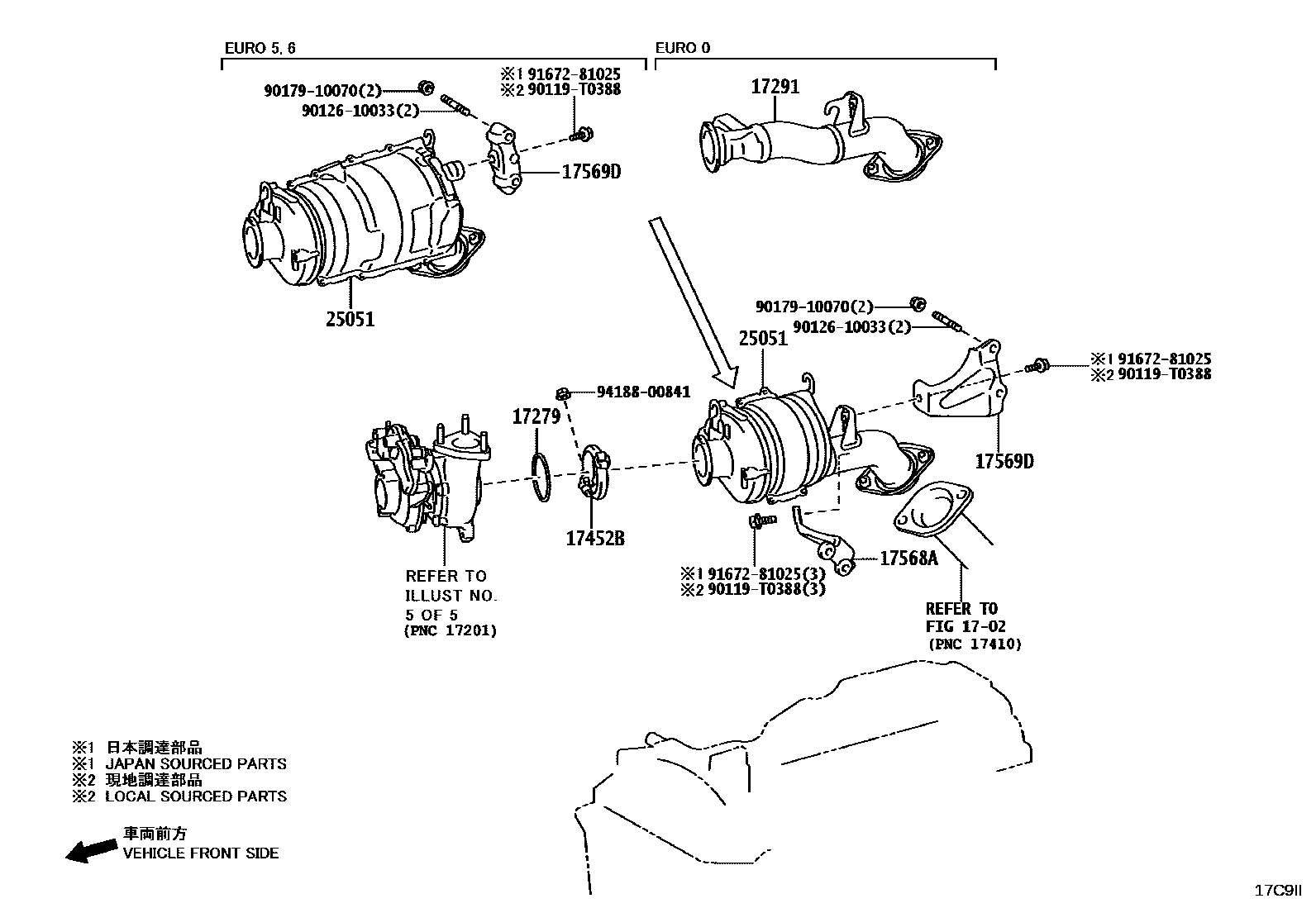Toyota HILUX Manifold EPC diagram — 17C9II