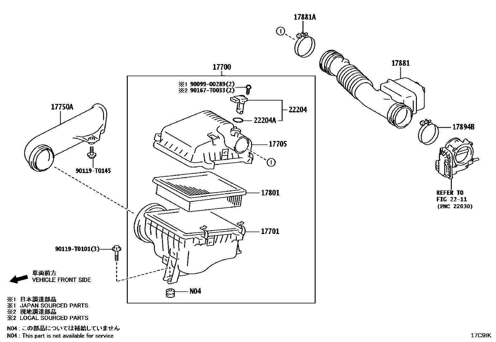 Toyota HILUX Air Cleaner EPC diagram — 17C9IK