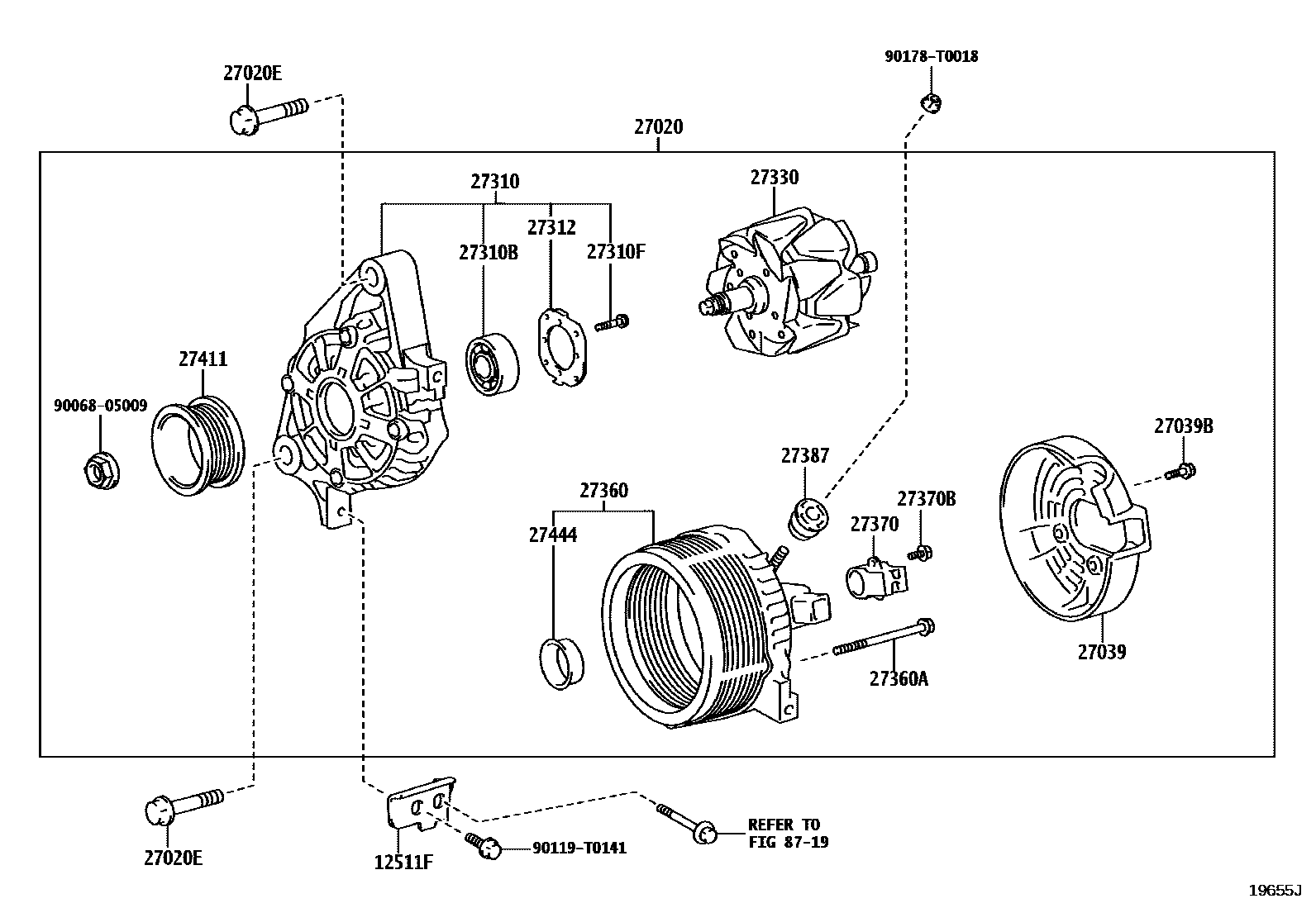 Toyota HILUX Alternator EPC diagram — 19655J