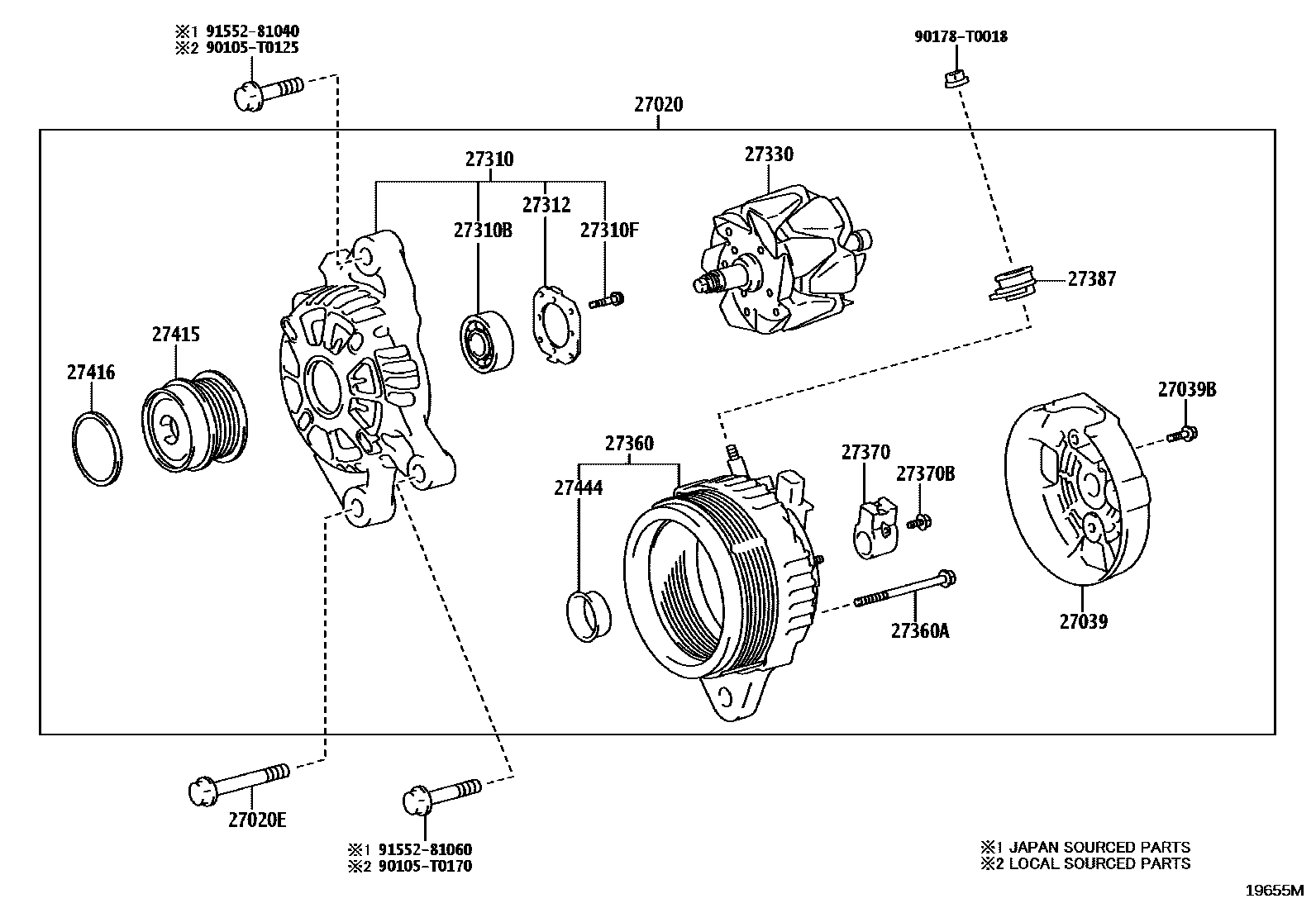 Toyota HILUX Alternator EPC diagram — 19655M