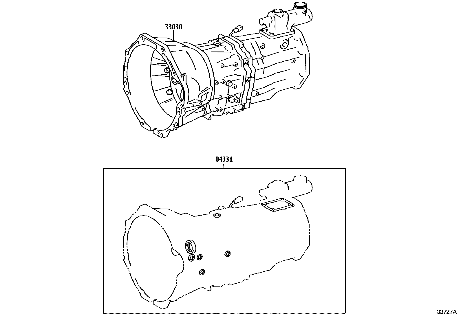 Toyota HILUX 传动桥或变速器总成和衬垫组件(MTM) EPC diagram — 33727A