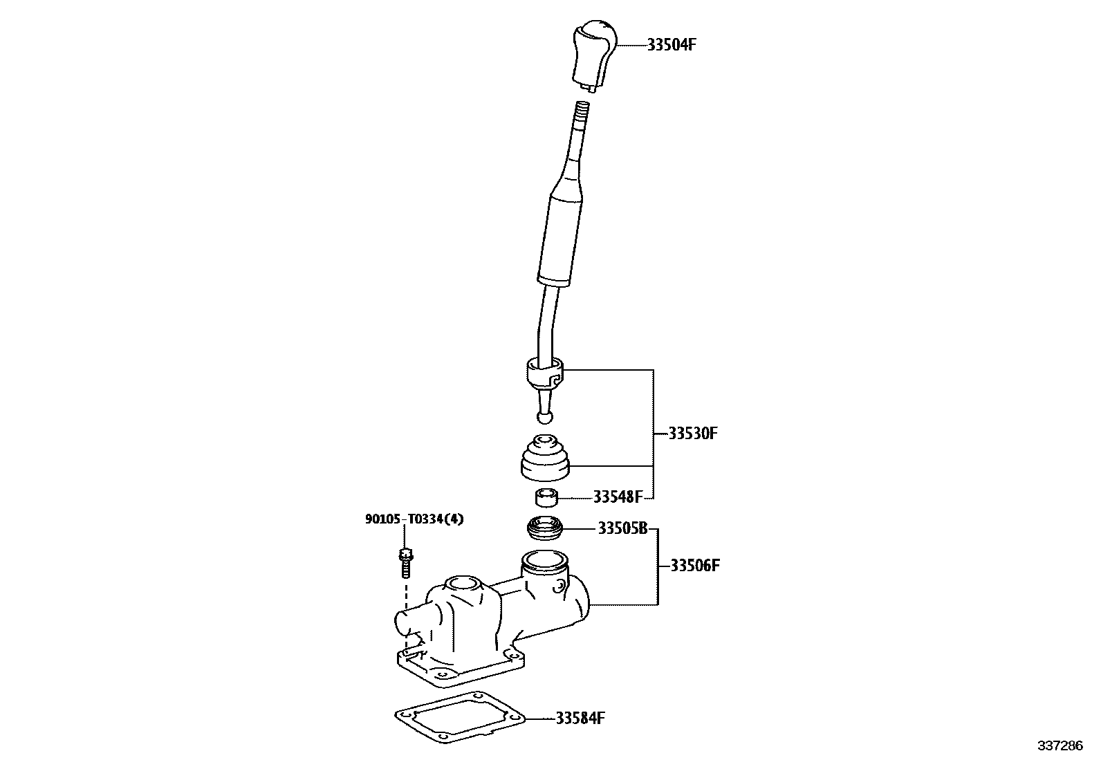 Toyota HILUX Shift Lever & Retainer EPC diagram — 337286