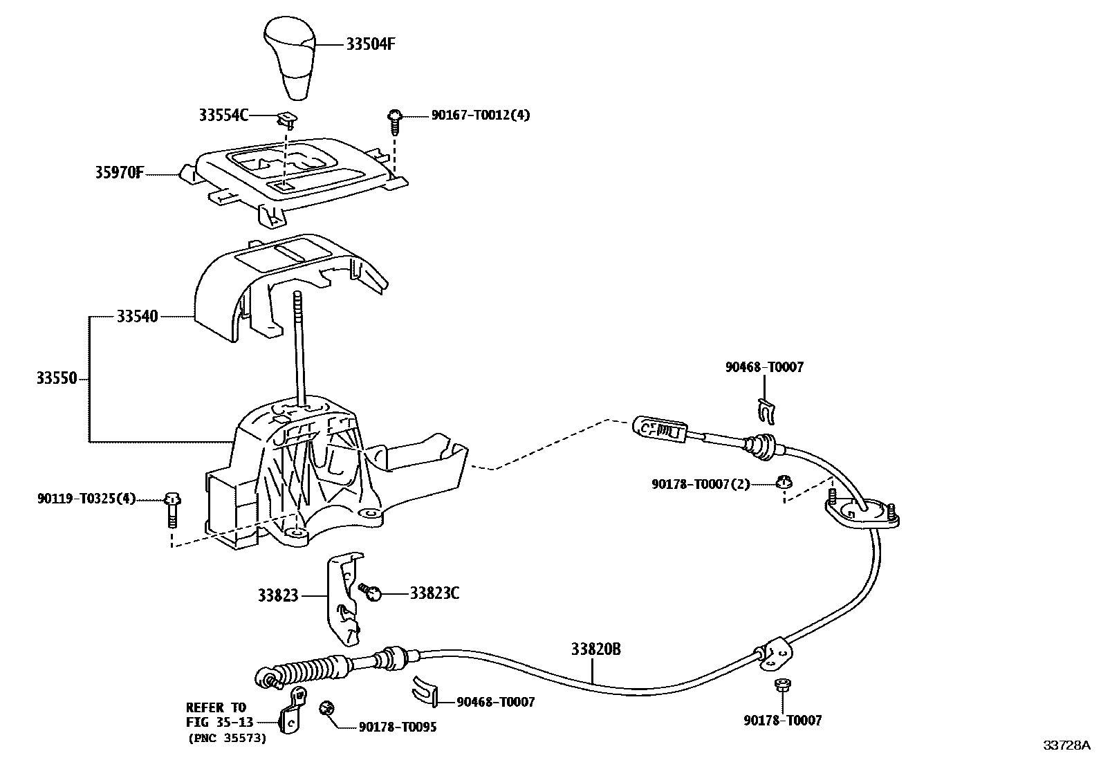 Toyota HILUX Shift Lever & Retainer EPC diagram — 33728A
