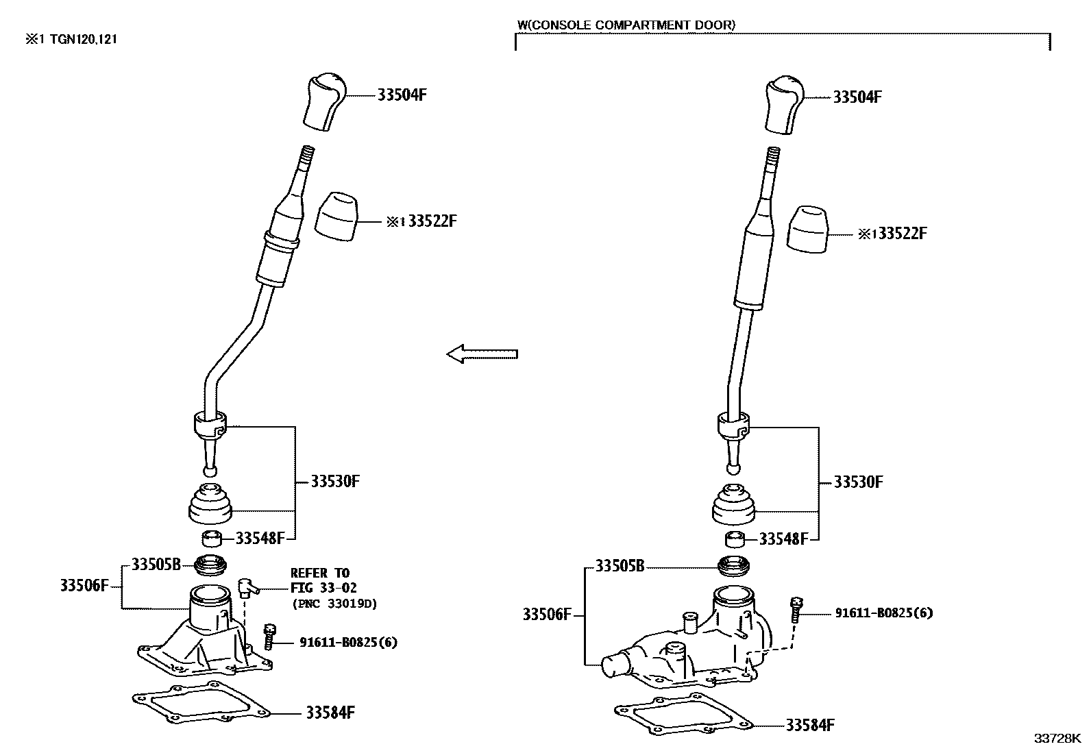 Toyota HILUX Shift Lever & Retainer EPC diagram — 33728K