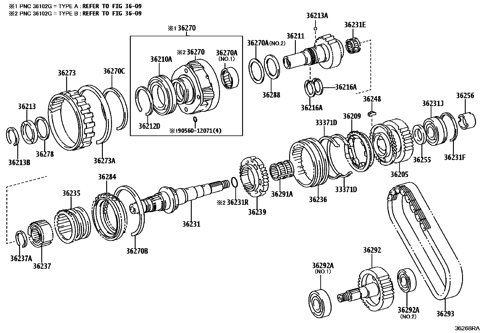 Toyota HILUX Transfer Gear EPC diagram — 36268RA