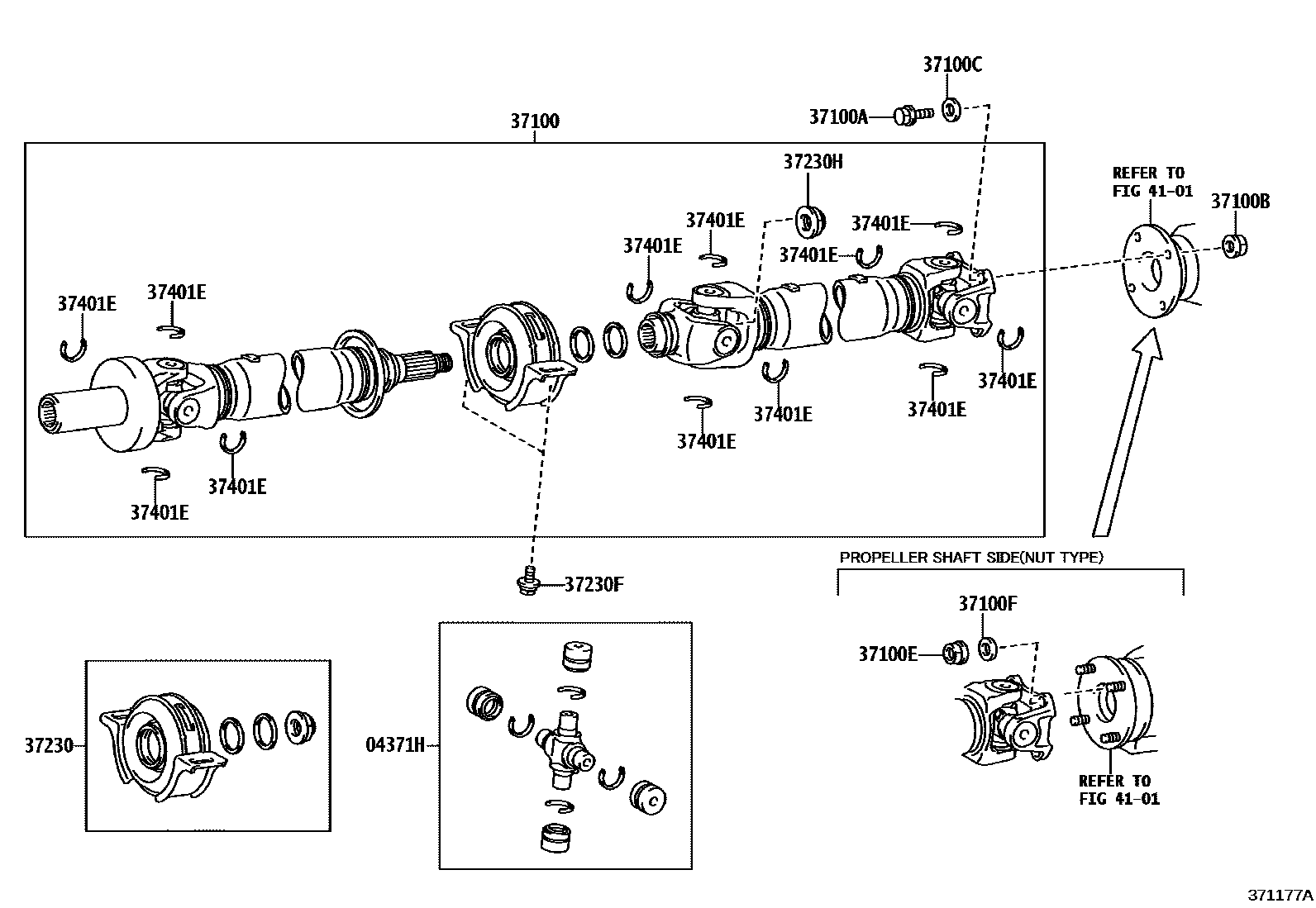 Toyota HILUX Propeller Shaft & Universal Joint EPC diagram — 371177A