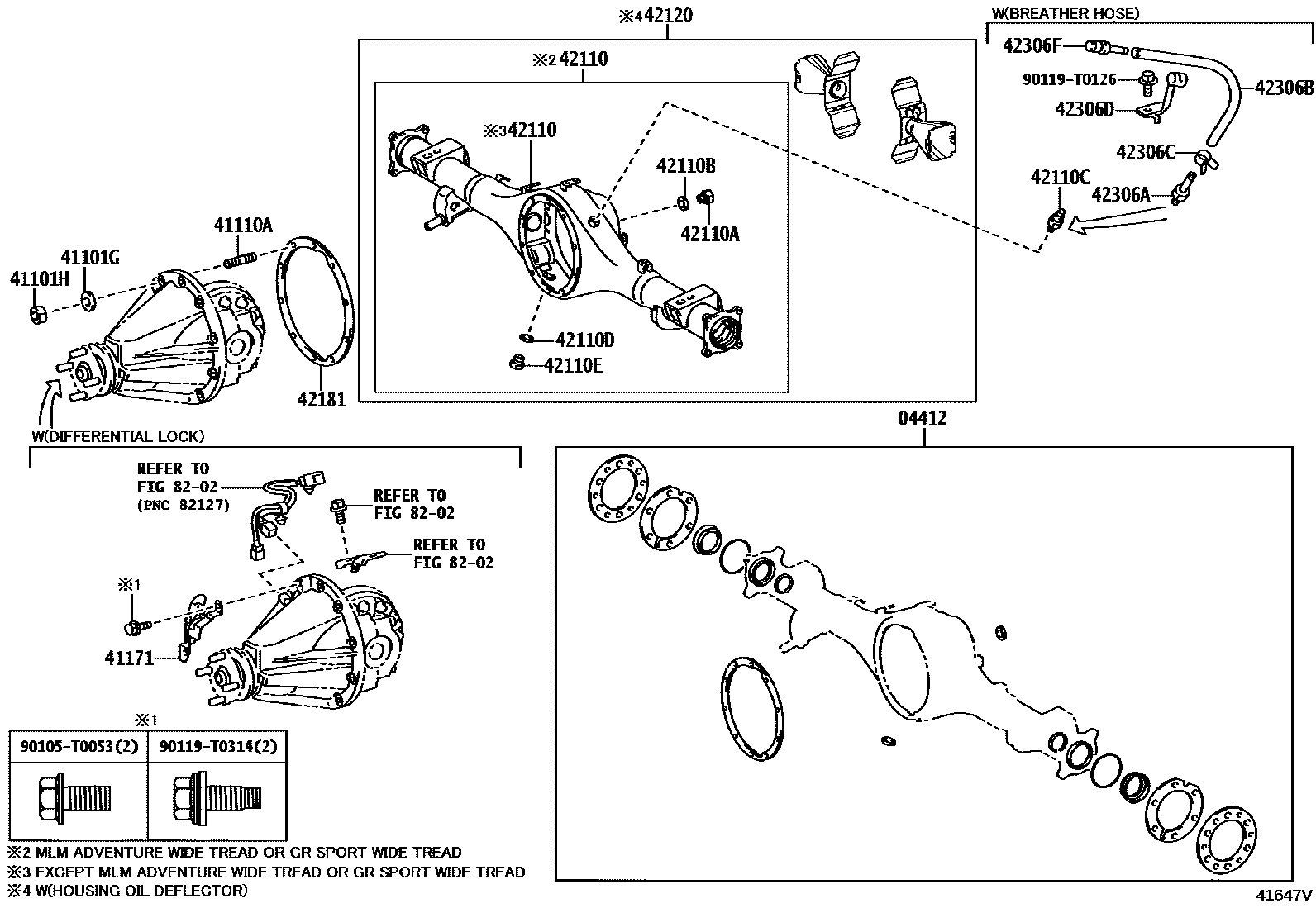 Toyota HILUX 后桥壳和差速器 EPC diagram — 41647V