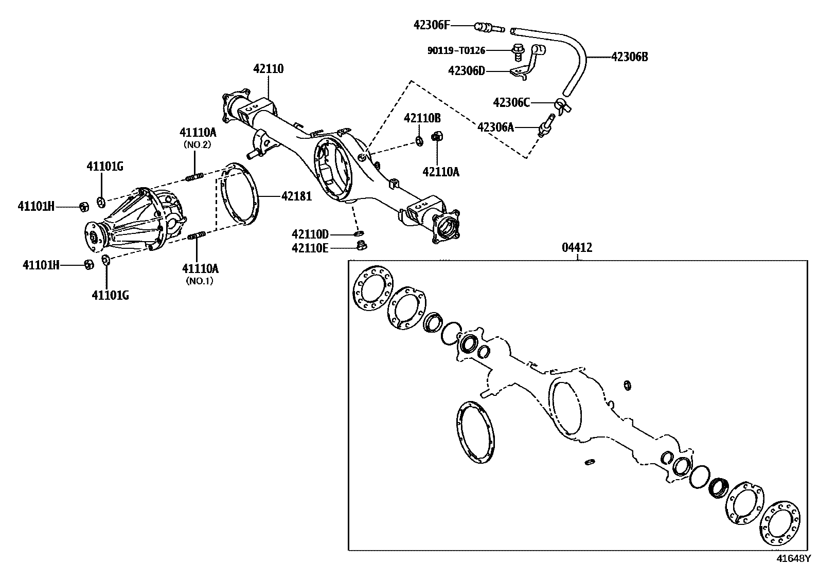 Toyota HILUX 后桥壳和差速器 EPC diagram — 41648Y