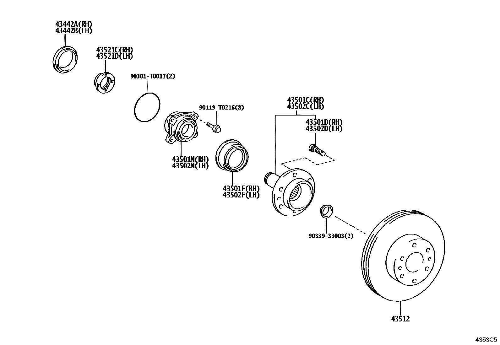 Toyota HILUX Front Axle Hub EPC diagram — 4353C5