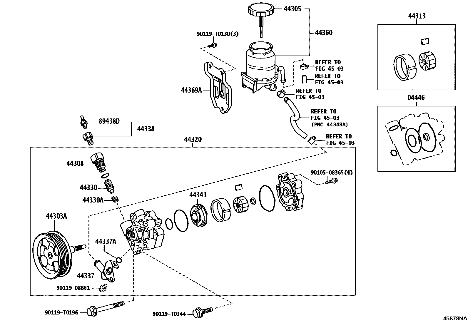 Toyota HILUX 叶片泵和储油罐(动力转向) EPC diagram — 45878NA