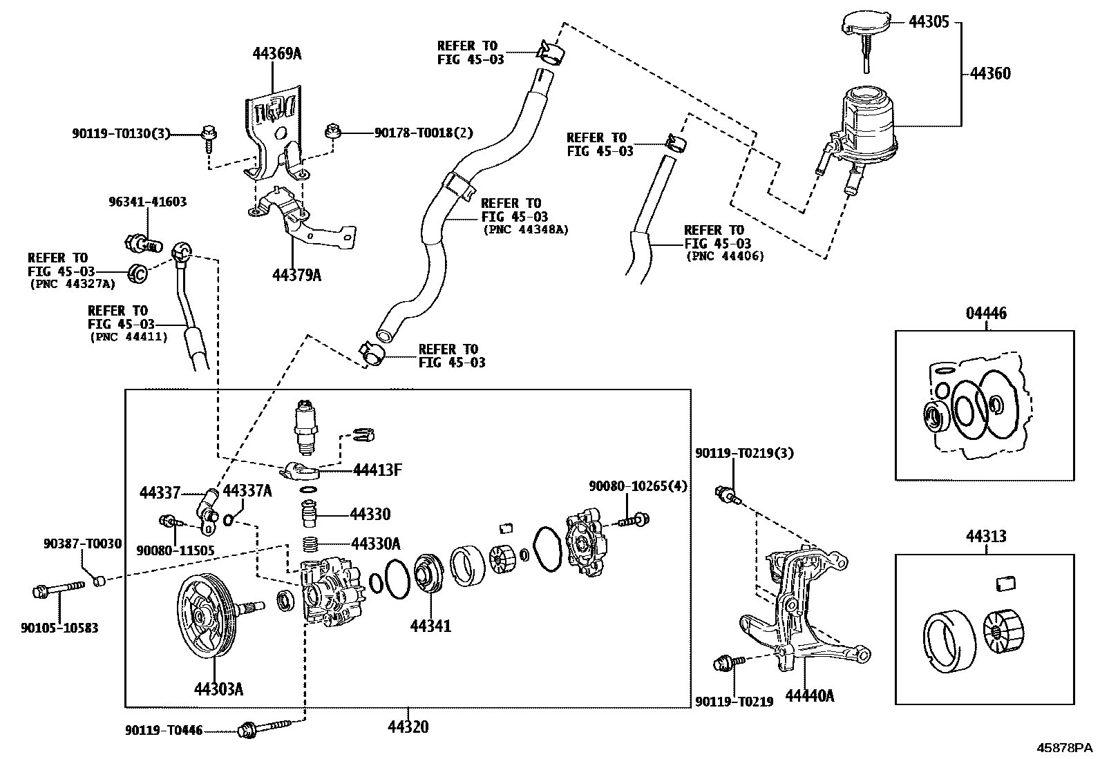 Toyota HILUX 叶片泵和储油罐(动力转向) EPC diagram — 45878PA
