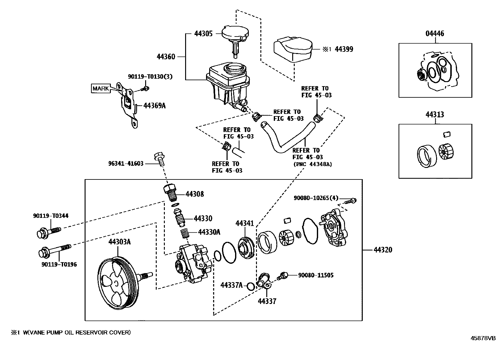 Toyota HILUX 叶片泵和储油罐(动力转向) EPC diagram — 45878VB