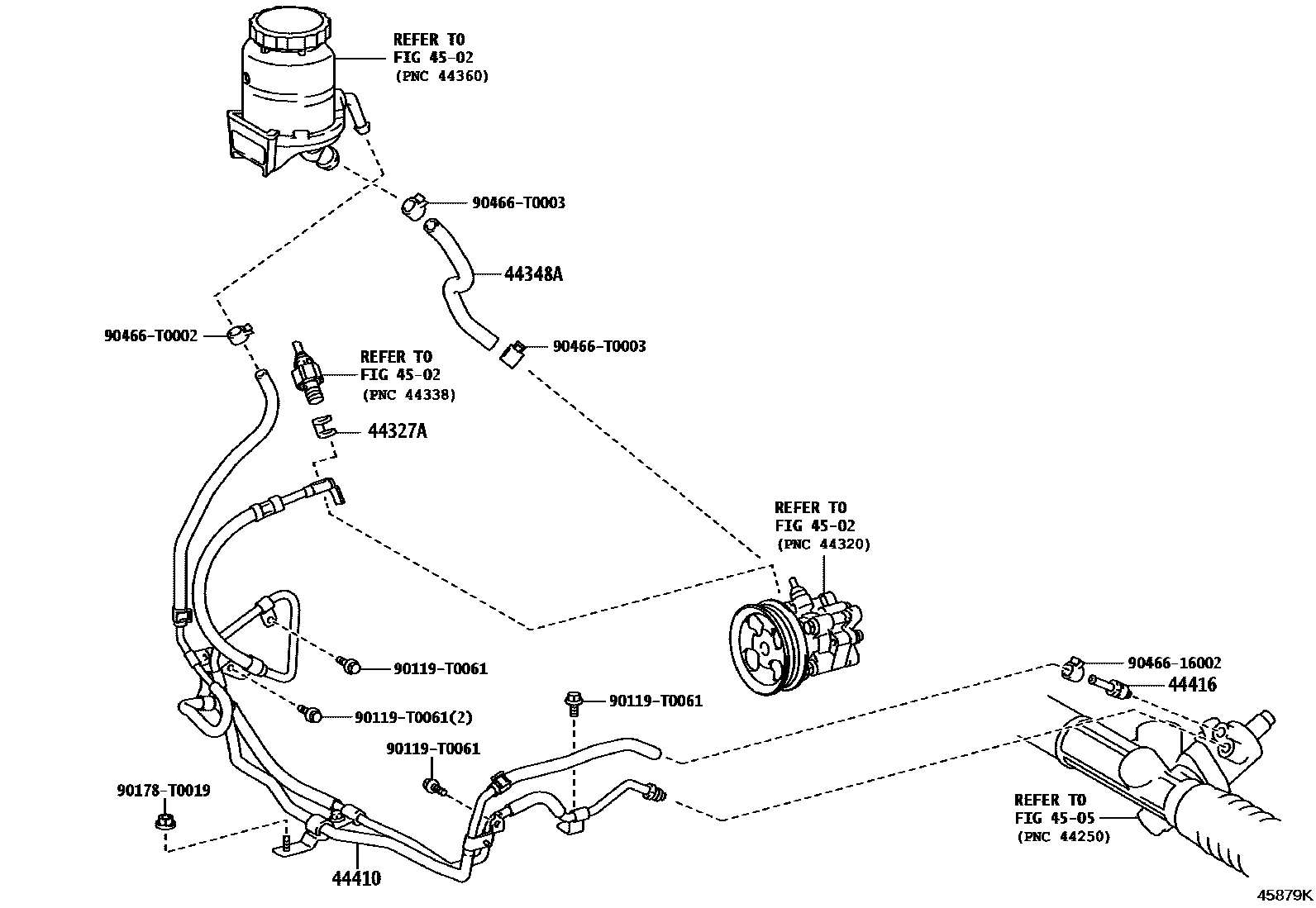 Toyota HILUX 动力转向配管 EPC diagram — 45879K