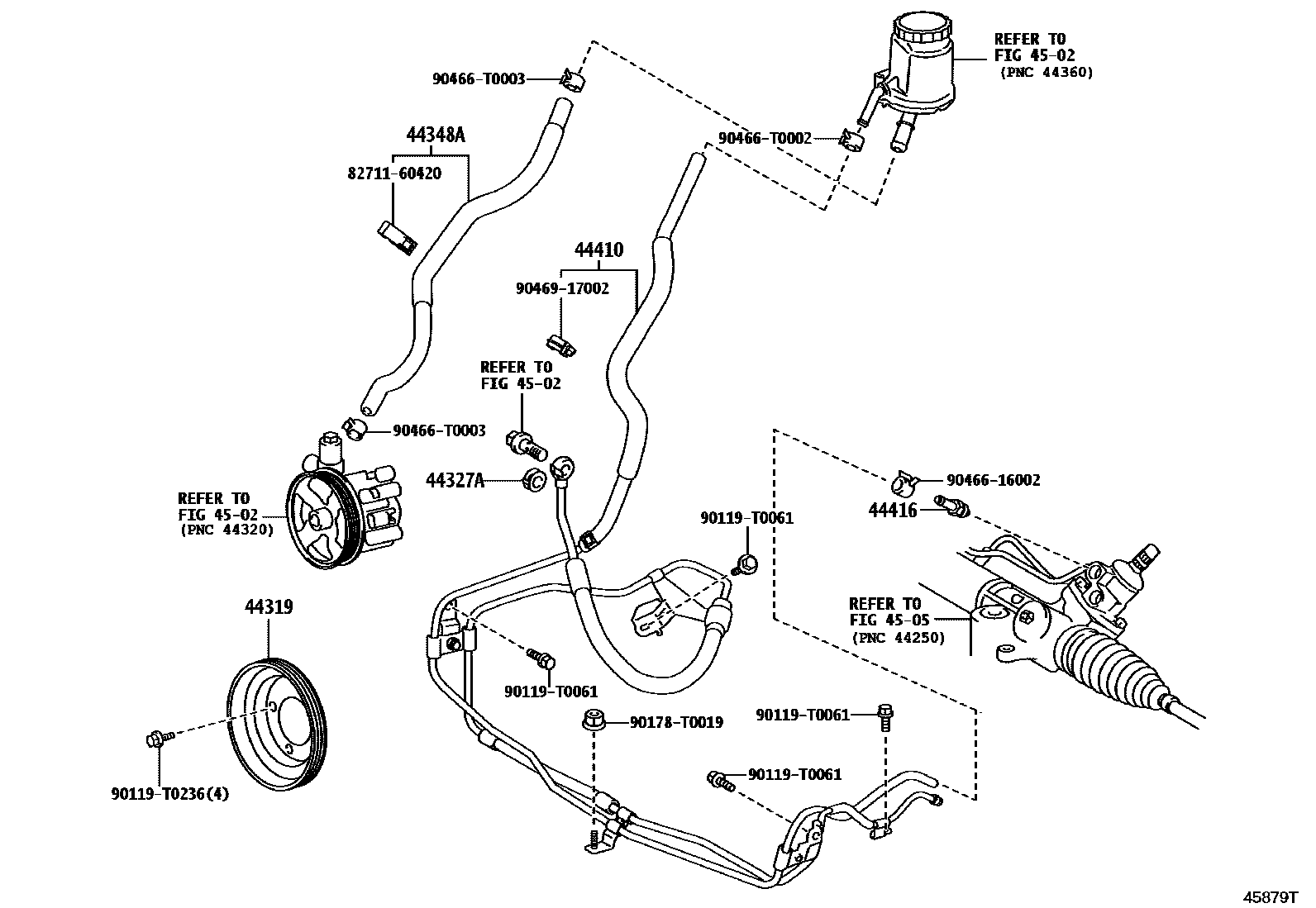Toyota HILUX 动力转向配管 EPC diagram — 45879T