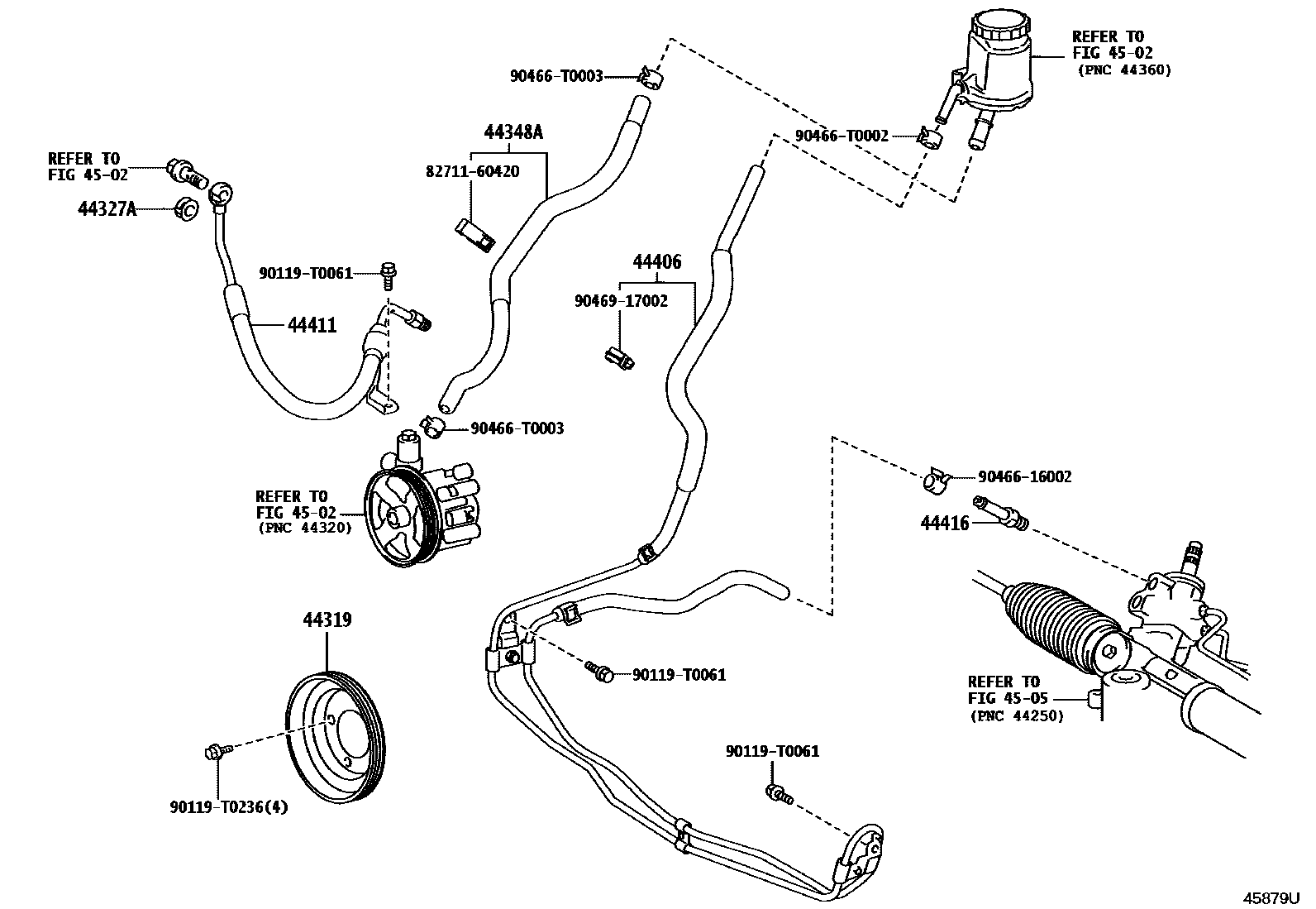 Toyota HILUX 动力转向配管 EPC diagram — 45879U