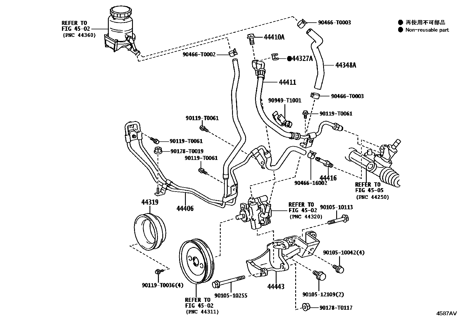 Toyota HILUX 动力转向配管 EPC diagram — 4587AV