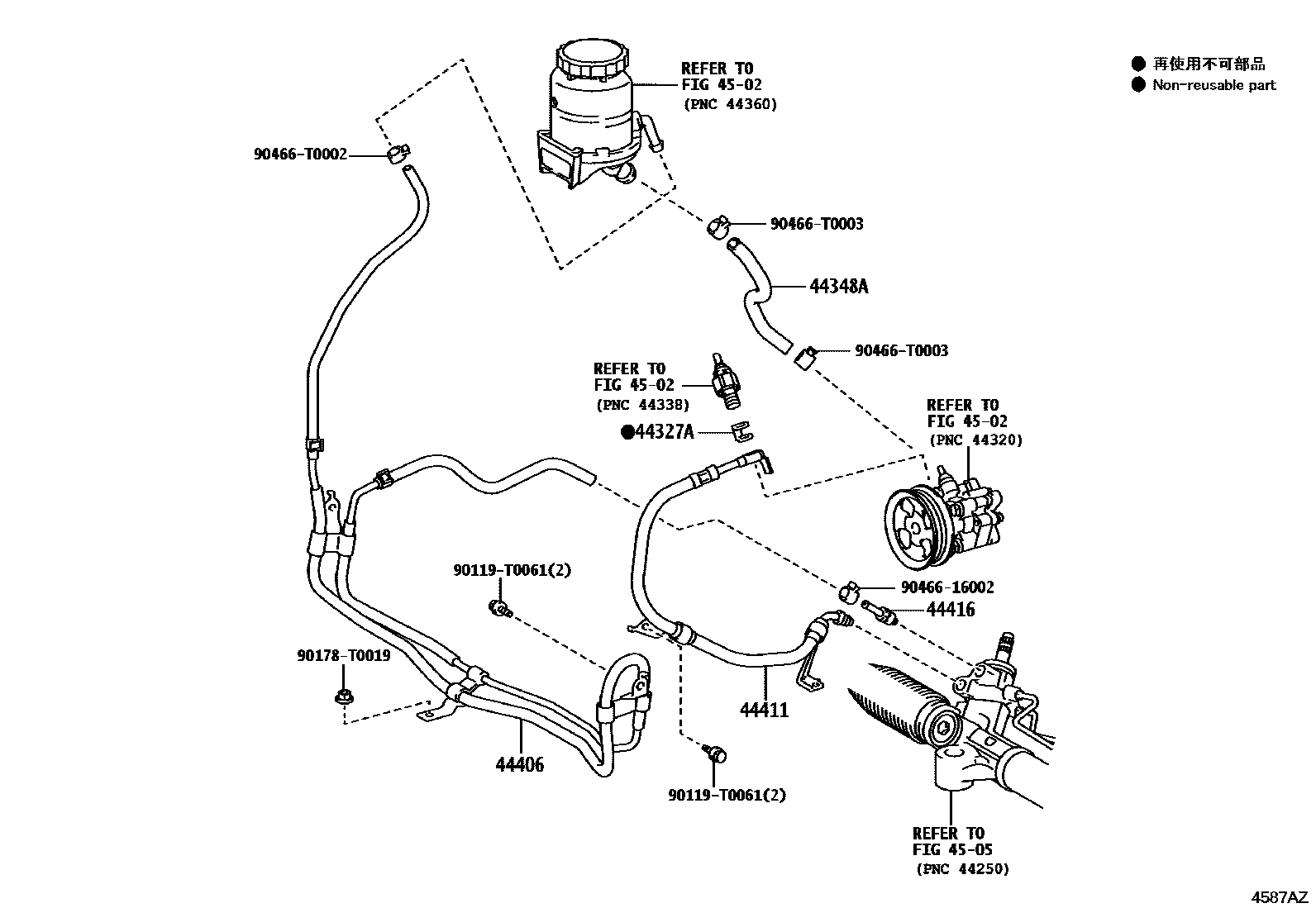 Toyota HILUX 动力转向配管 EPC diagram — 4587AZ