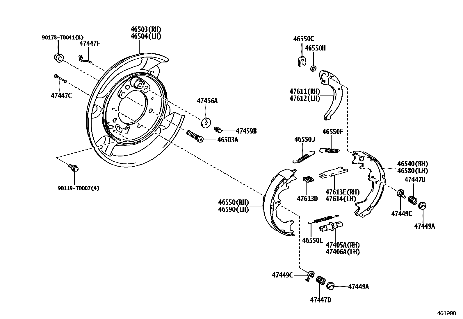 Toyota HILUX Parking Brake & Cable EPC diagram — 461990