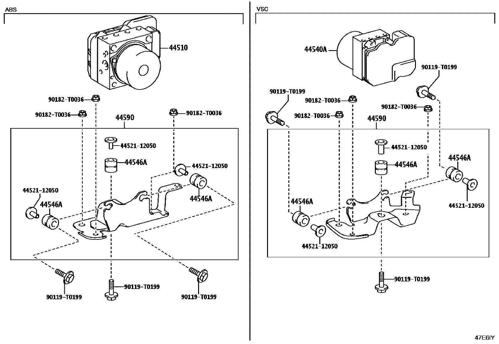 Toyota HILUX 制动配管和卡箍 EPC diagram — 47E6IY