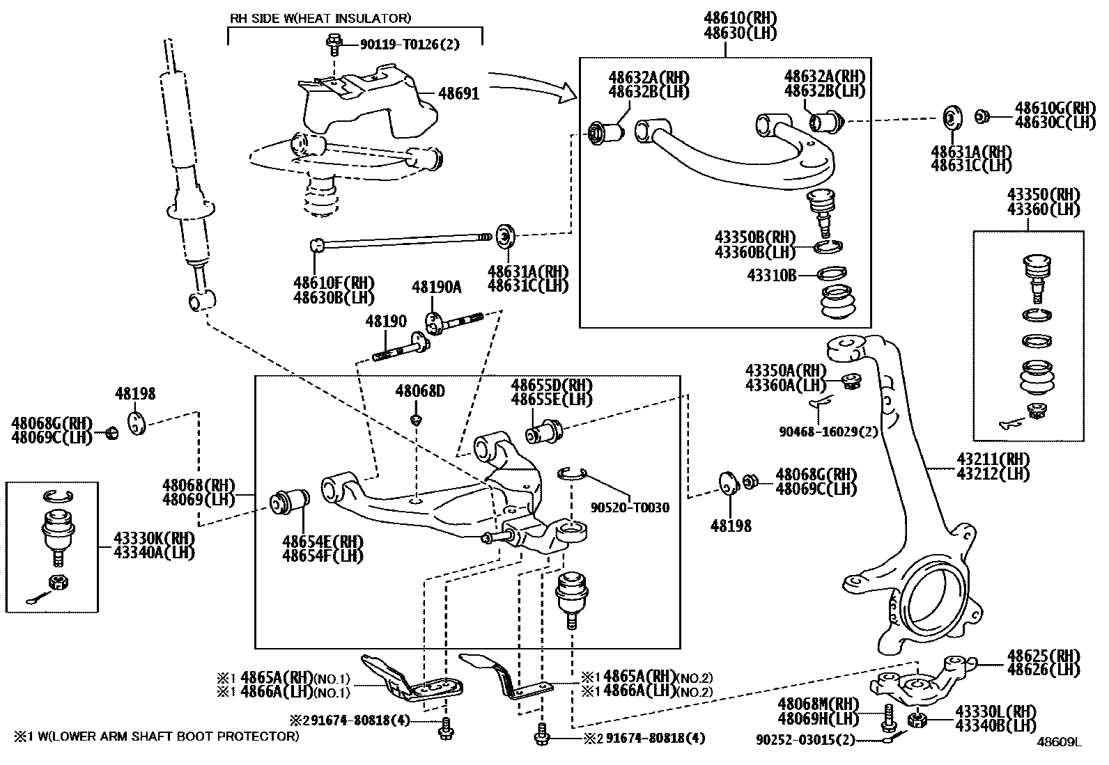 Toyota HILUX 前桥控制臂和转向节 EPC diagram — 48609L