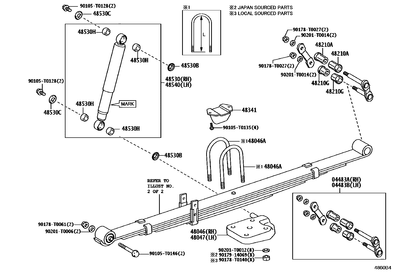 Toyota HILUX Rear Spring & Shock Absorber EPC diagram — 4860B4