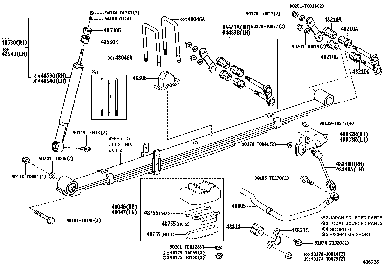 Toyota HILUX Rear Spring & Shock Absorber EPC diagram — 4860B6