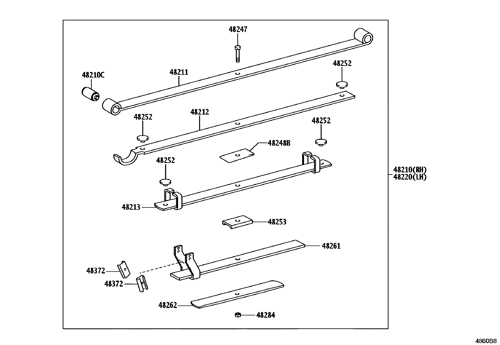 Toyota HILUX Rear Spring & Shock Absorber EPC diagram — 4860B8