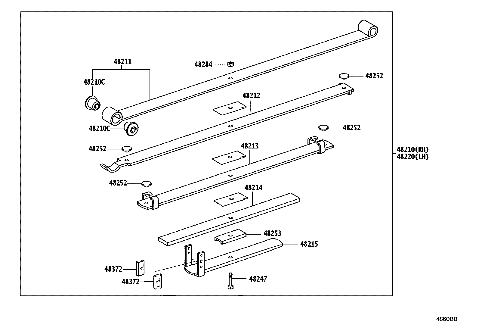 Toyota HILUX Rear Spring & Shock Absorber EPC diagram — 4860BB