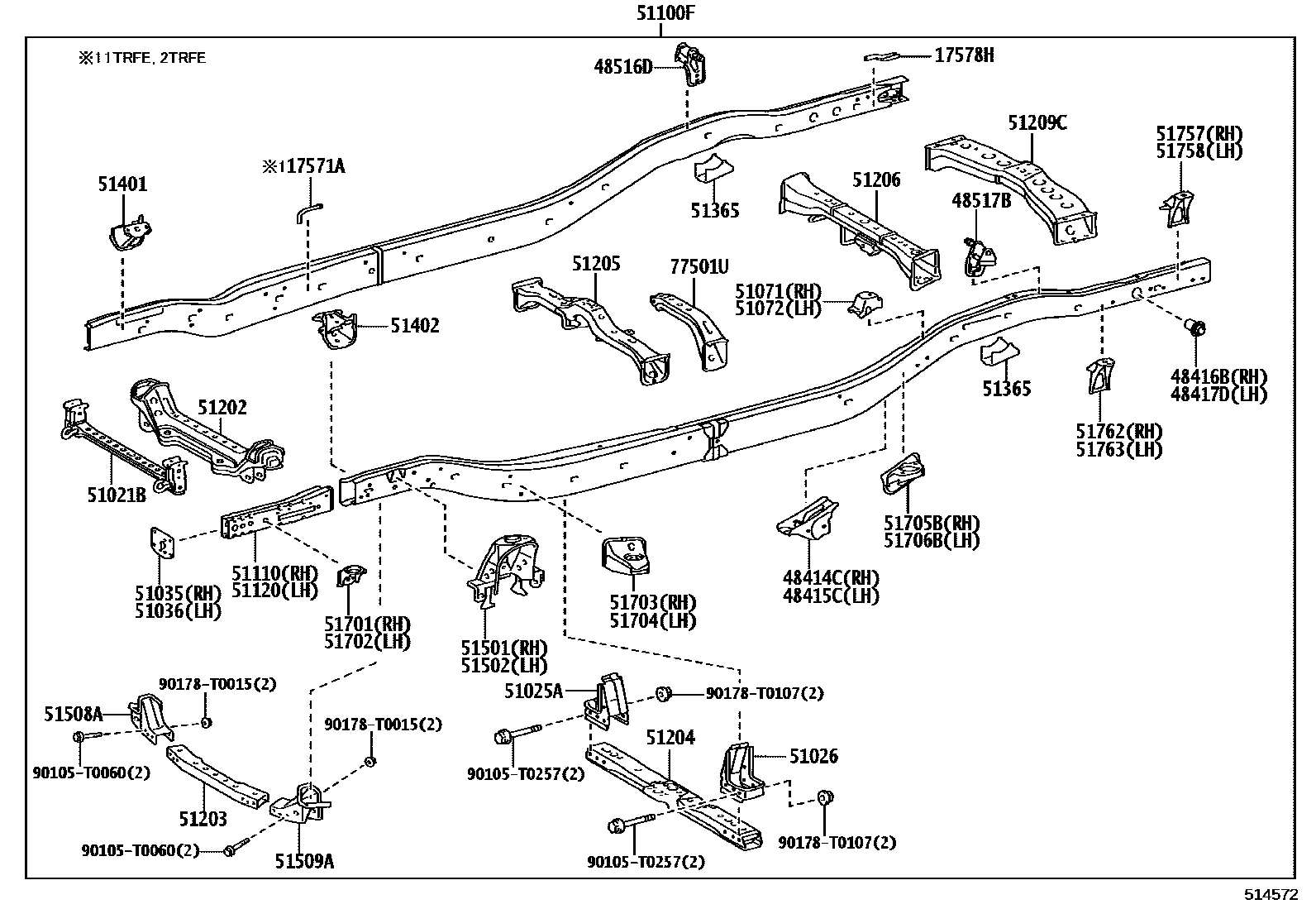 Toyota HILUX 车架 EPC diagram — 514572