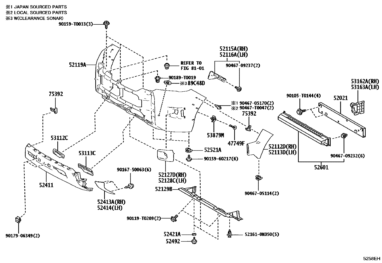 Toyota HILUX 前保险杠及附件 EPC diagram — 5258EH