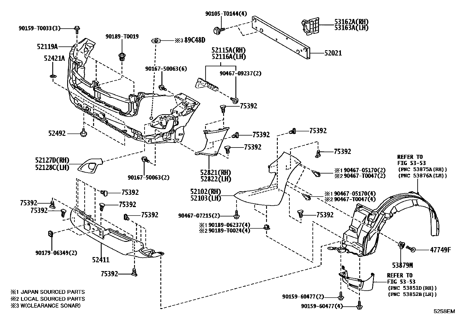 Toyota HILUX 前保险杠及附件 EPC diagram — 5258EM