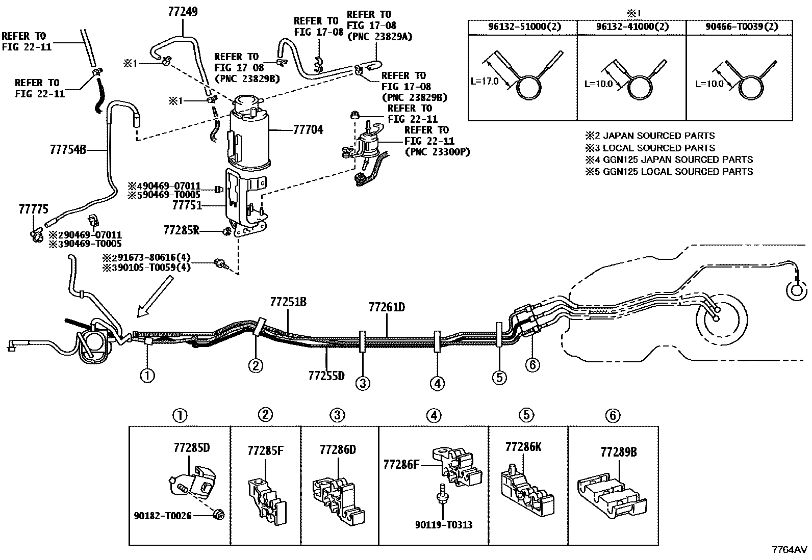 Toyota HILUX 燃油箱和燃油管 EPC diagram — 7764AV