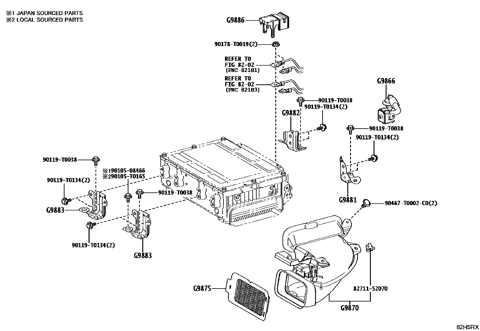 Toyota HILUX 蓄电池和蓄电池电缆 EPC diagram — 82H5RX
